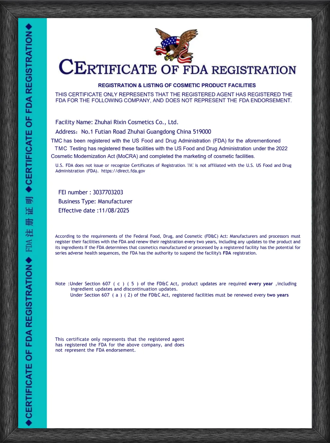 rixin cosmetics fda certification rixin cosmetics fda certification